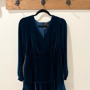Greylin Deep Blue Velvet Long Sleeve Dress